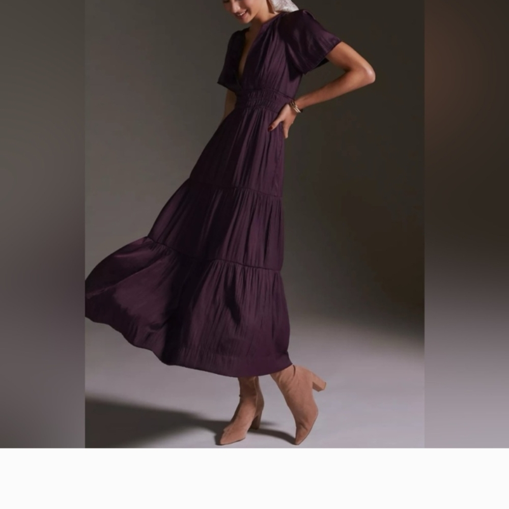 Anthropologie Deep Purple Maxi Dress